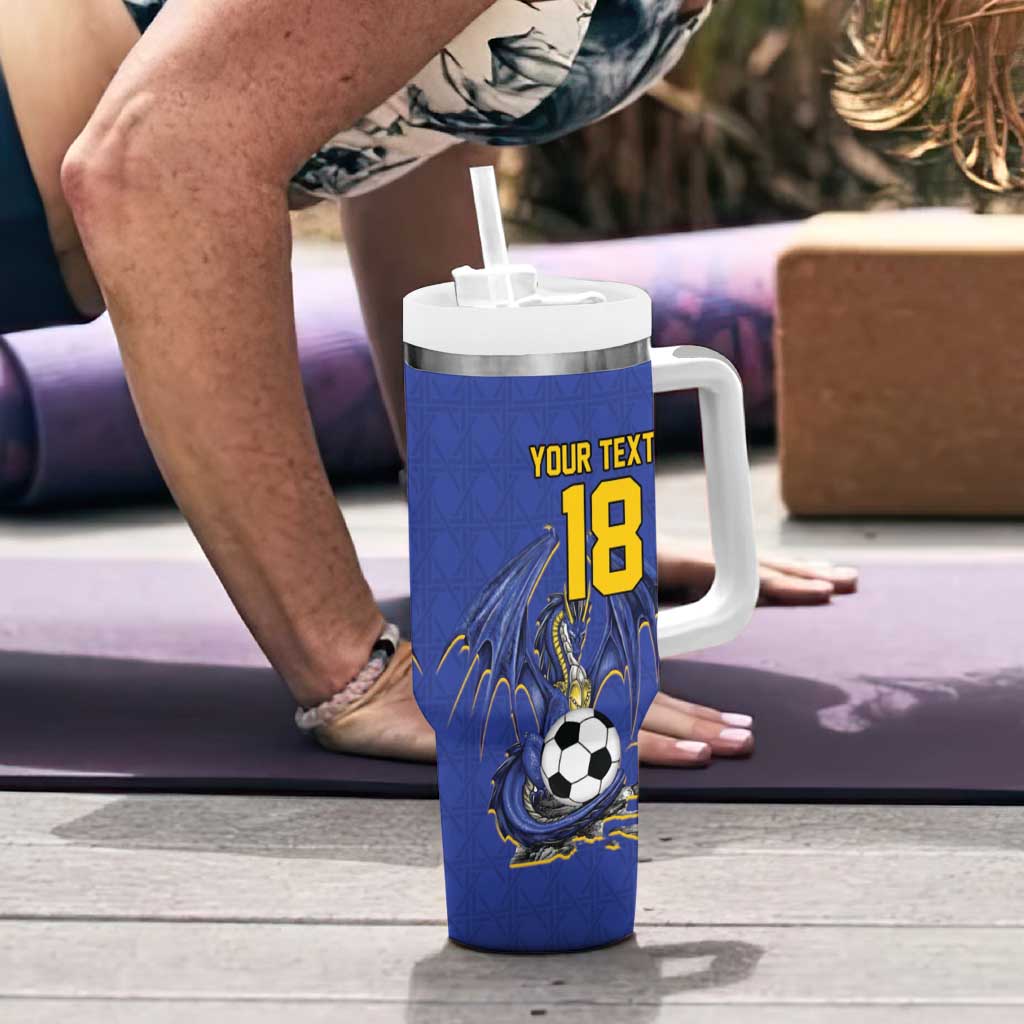 Custom Bosnia and Herzegovina Football 2026 Tumbler With Handle Blue Dragon National Pride