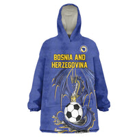 Custom Bosnia and Herzegovina Football 2026 Wearable Blanket Hoodie Blue Dragon National Pride