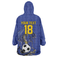Custom Bosnia and Herzegovina Football 2026 Wearable Blanket Hoodie Blue Dragon National Pride