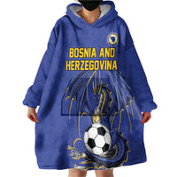 Custom Bosnia and Herzegovina Football 2026 Wearable Blanket Hoodie Blue Dragon National Pride