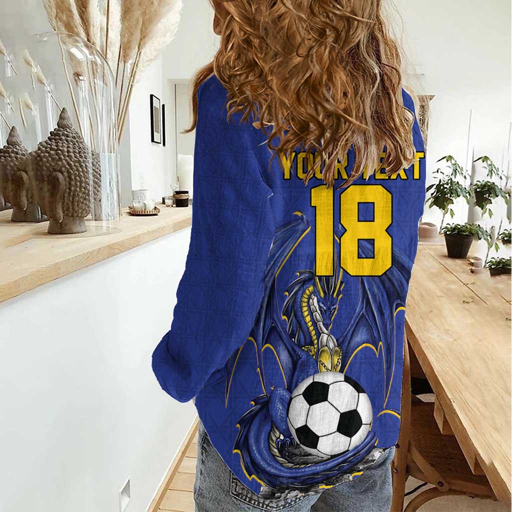 Custom Bosnia and Herzegovina Football 2026 Women Casual Shirt Blue Dragon National Pride