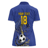 Custom Bosnia and Herzegovina Football 2026 Women Polo Shirt Blue Dragon National Pride