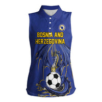 Custom Bosnia and Herzegovina Football 2026 Women Sleeveless Polo Shirt Blue Dragon National Pride