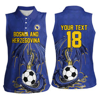 Custom Bosnia and Herzegovina Football 2026 Women Sleeveless Polo Shirt Blue Dragon National Pride
