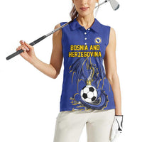 Custom Bosnia and Herzegovina Football 2026 Women Sleeveless Polo Shirt Blue Dragon National Pride