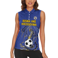 Custom Bosnia and Herzegovina Football 2026 Women Sleeveless Polo Shirt Blue Dragon National Pride