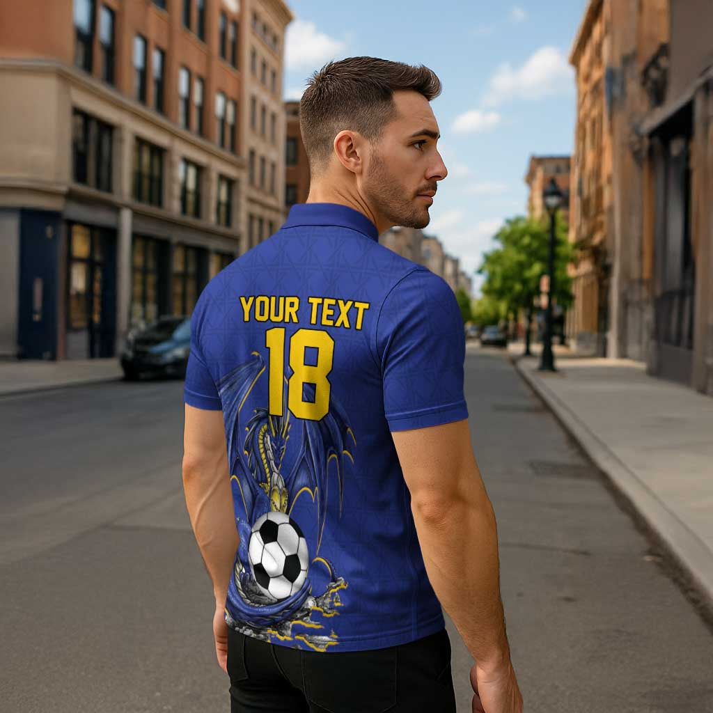 Custom Bosnia and Herzegovina Football 2026 Zipper Polo Shirt Blue Dragon National Pride