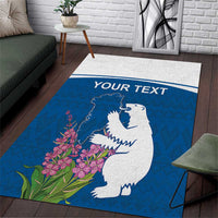 Personalized Greenland National Day Area Rug Polar Bear With Dwarf Fireweed