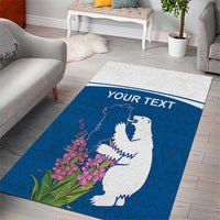 Personalized Greenland National Day Area Rug Polar Bear With Dwarf Fireweed
