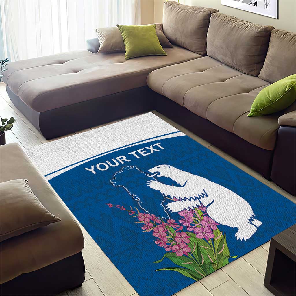 Personalized Greenland National Day Area Rug Polar Bear With Dwarf Fireweed