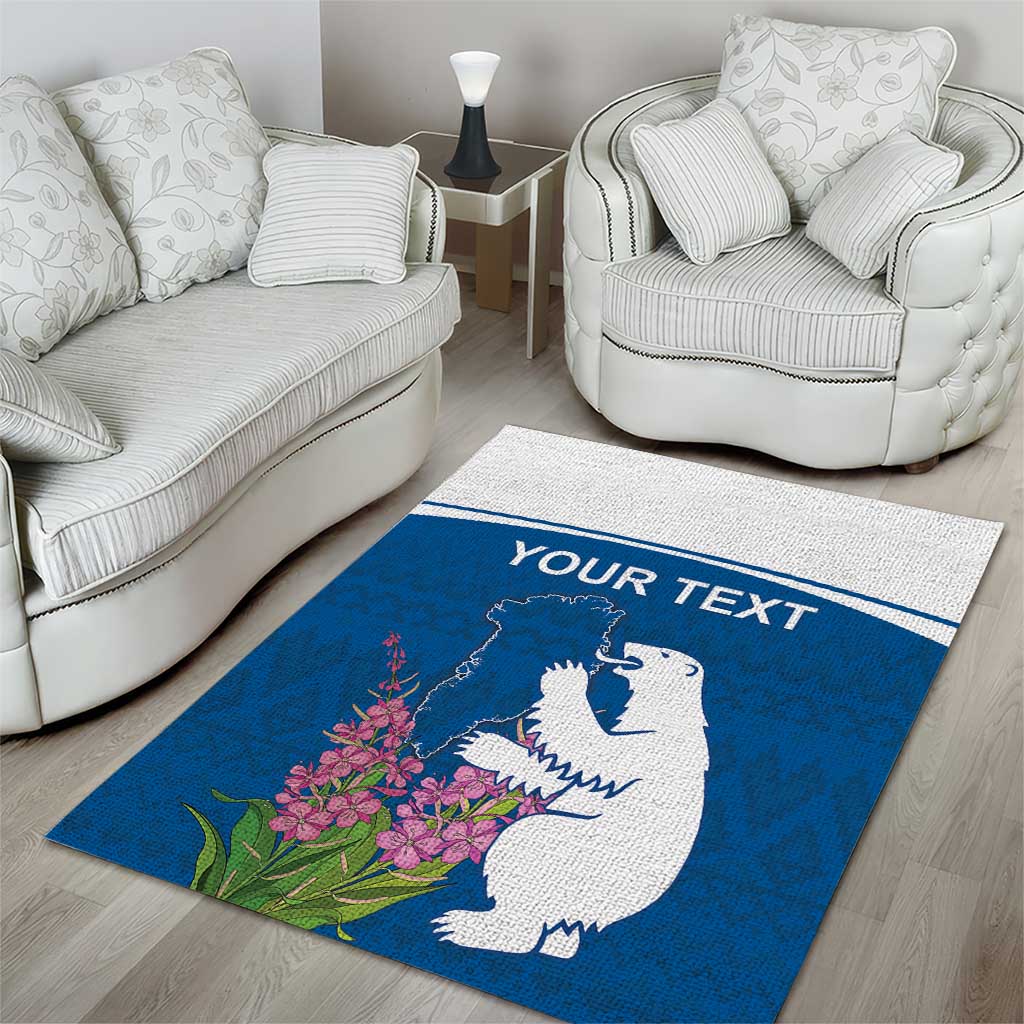 Personalized Greenland National Day Area Rug Polar Bear With Dwarf Fireweed