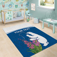 Personalized Greenland National Day Area Rug Polar Bear With Dwarf Fireweed