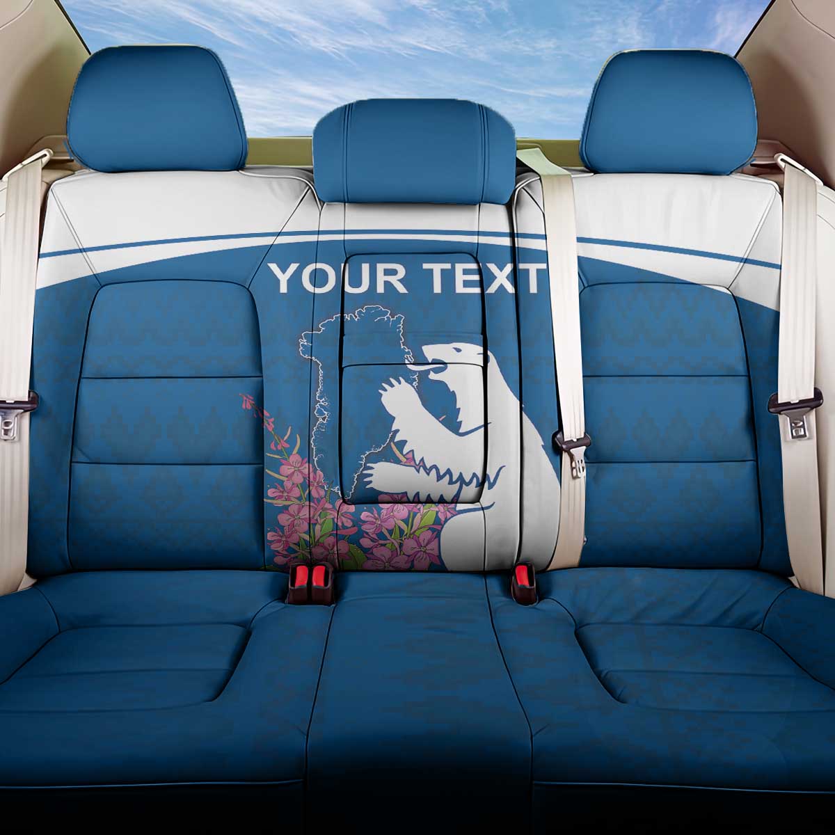 Personalized Greenland National Day Back Car Seat Cover Polar Bear With Dwarf Fireweed