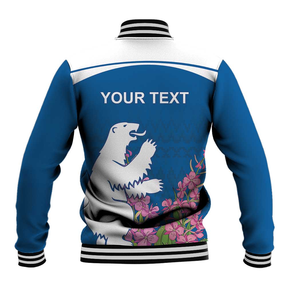 Personalized Greenland National Day Baseball Jacket Polar Bear With Dwarf Fireweed