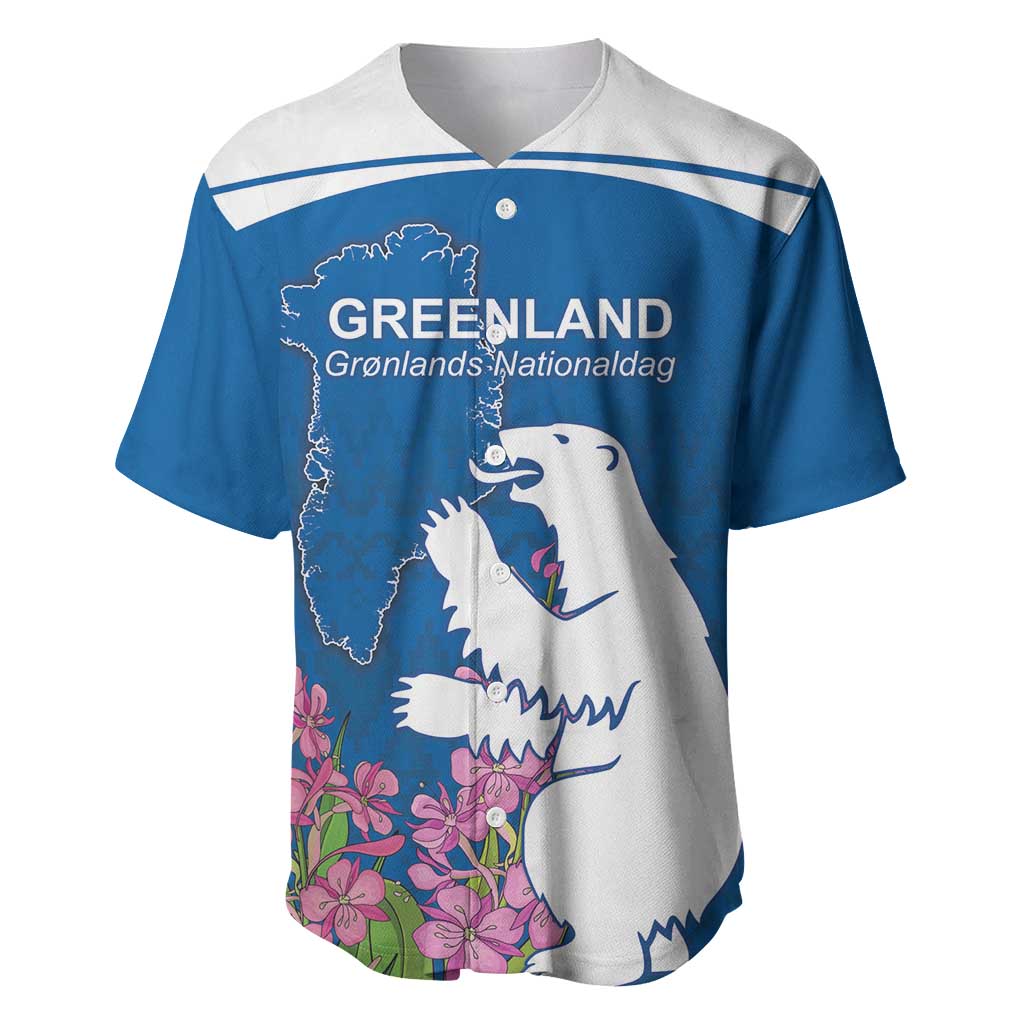 Personalized Greenland National Day Baseball Jersey Polar Bear With Dwarf Fireweed