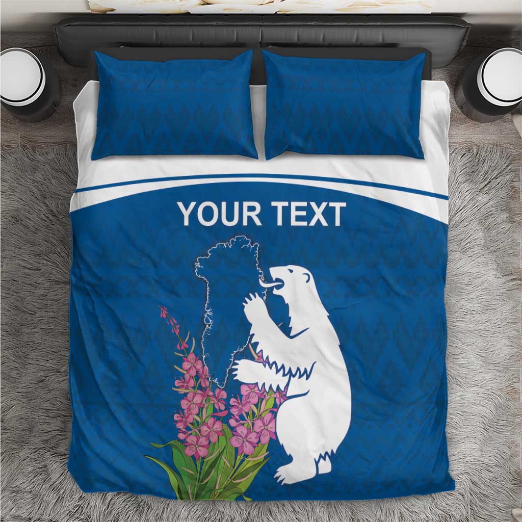 Personalized Greenland National Day Bedding Set Polar Bear With Dwarf Fireweed