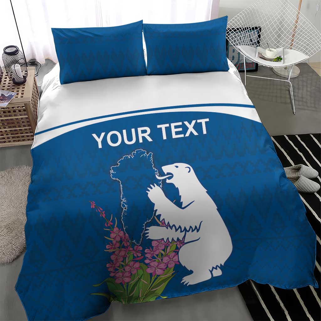 Personalized Greenland National Day Bedding Set Polar Bear With Dwarf Fireweed