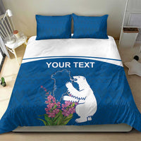 Personalized Greenland National Day Bedding Set Polar Bear With Dwarf Fireweed