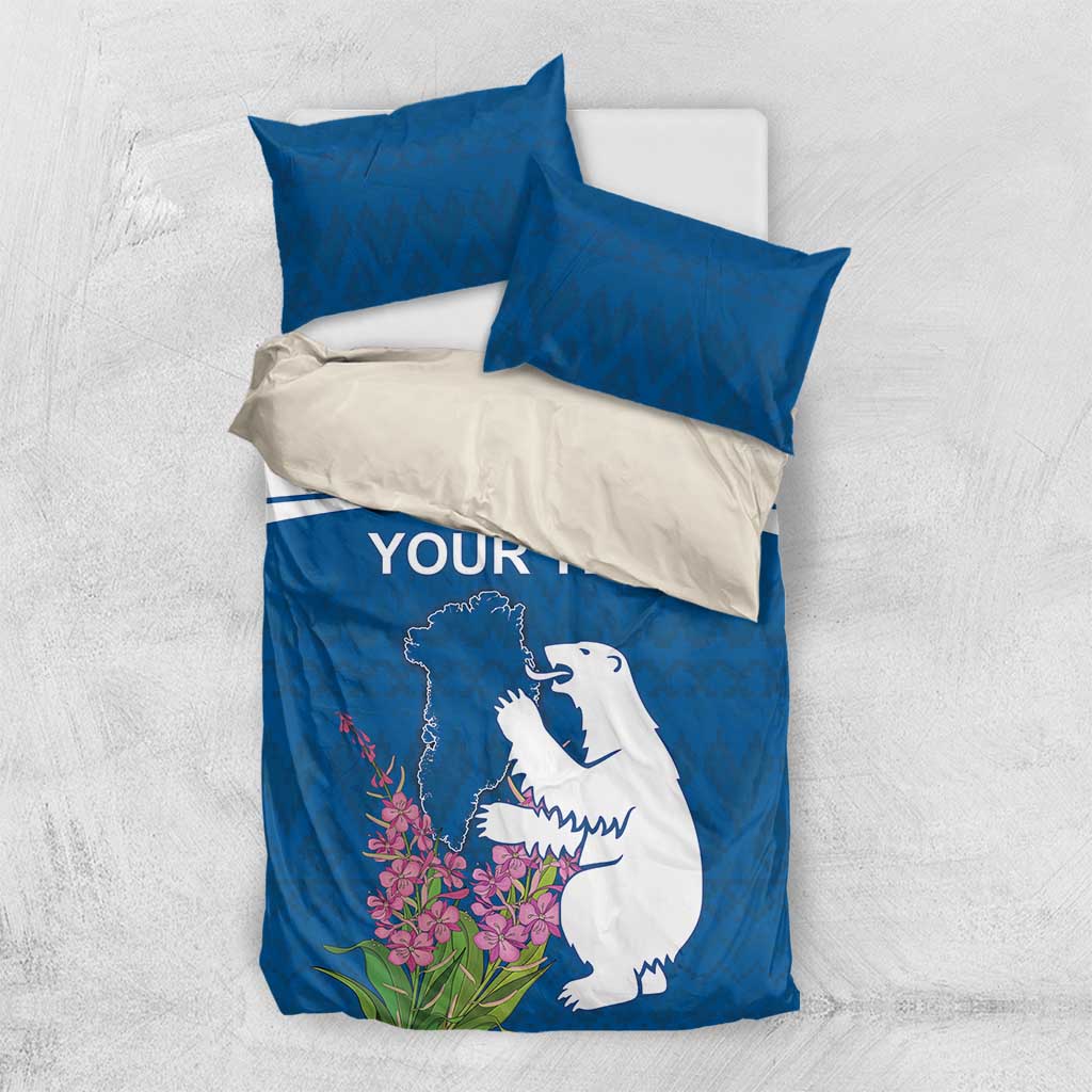 Personalized Greenland National Day Bedding Set Polar Bear With Dwarf Fireweed