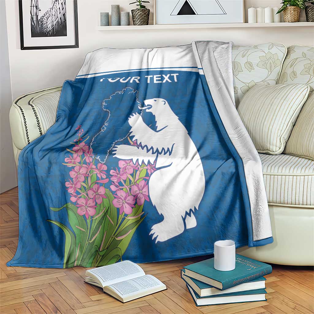 Personalized Greenland National Day Blanket Polar Bear With Dwarf Fireweed