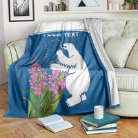 Personalized Greenland National Day Blanket Polar Bear With Dwarf Fireweed