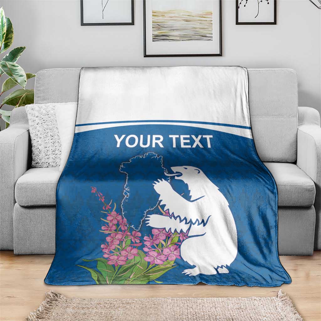Personalized Greenland National Day Blanket Polar Bear With Dwarf Fireweed