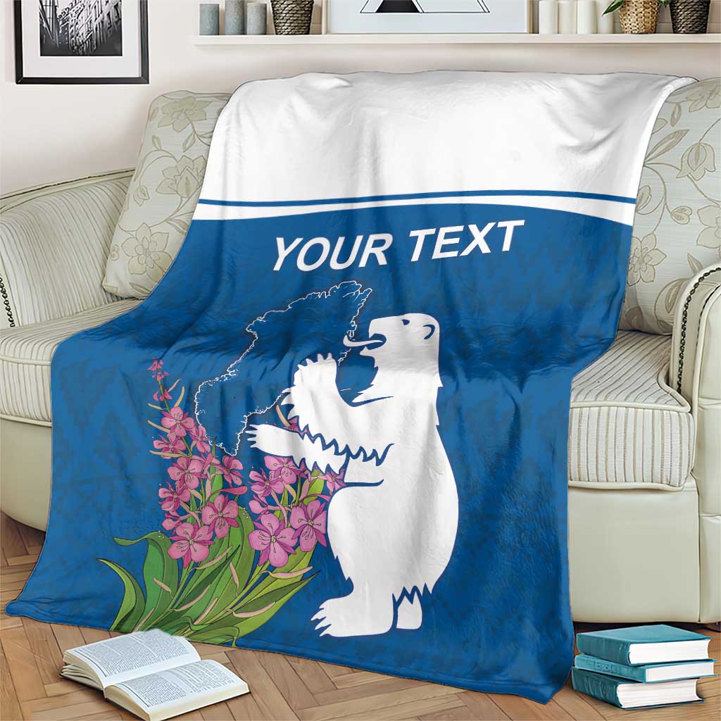 Personalized Greenland National Day Blanket Polar Bear With Dwarf Fireweed