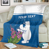 Personalized Greenland National Day Blanket Polar Bear With Dwarf Fireweed
