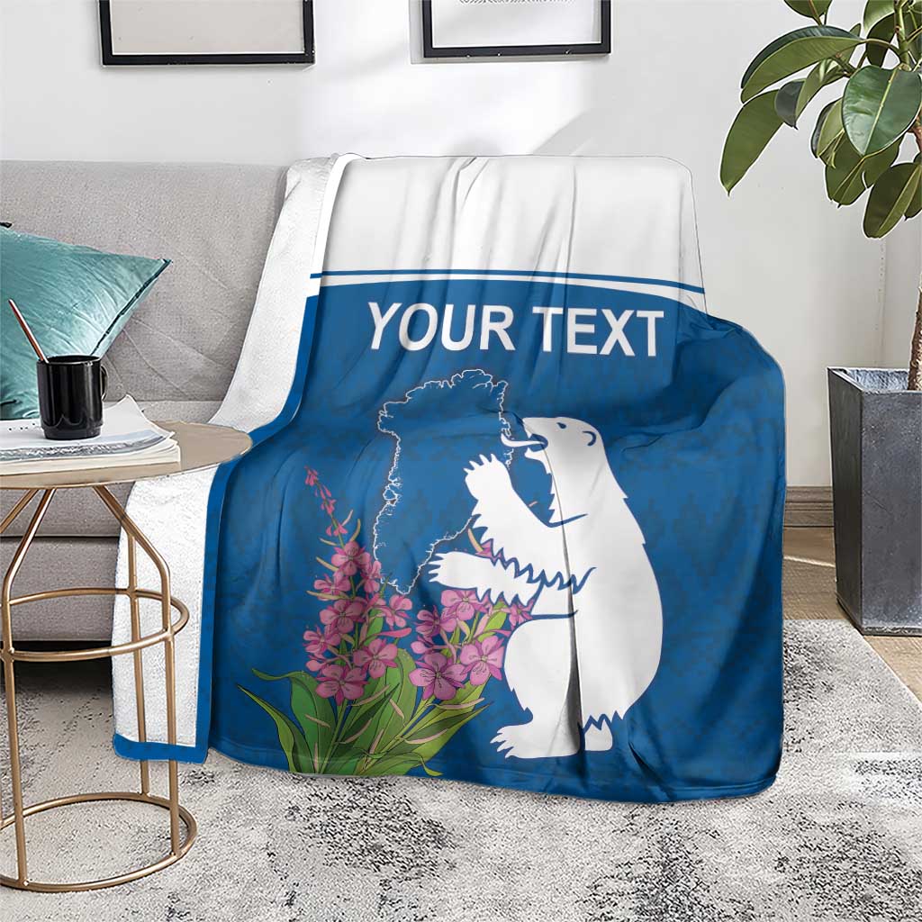Personalized Greenland National Day Blanket Polar Bear With Dwarf Fireweed