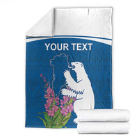 Personalized Greenland National Day Blanket Polar Bear With Dwarf Fireweed