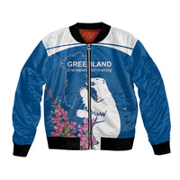 Personalized Greenland National Day Bomber Jacket Polar Bear With Dwarf Fireweed