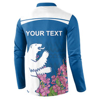 Personalized Greenland National Day Button Sweatshirt Polar Bear With Dwarf Fireweed
