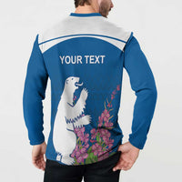 Personalized Greenland National Day Button Sweatshirt Polar Bear With Dwarf Fireweed