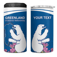 Personalized Greenland National Day 4 in 1 Can Cooler Tumbler Polar Bear With Dwarf Fireweed
