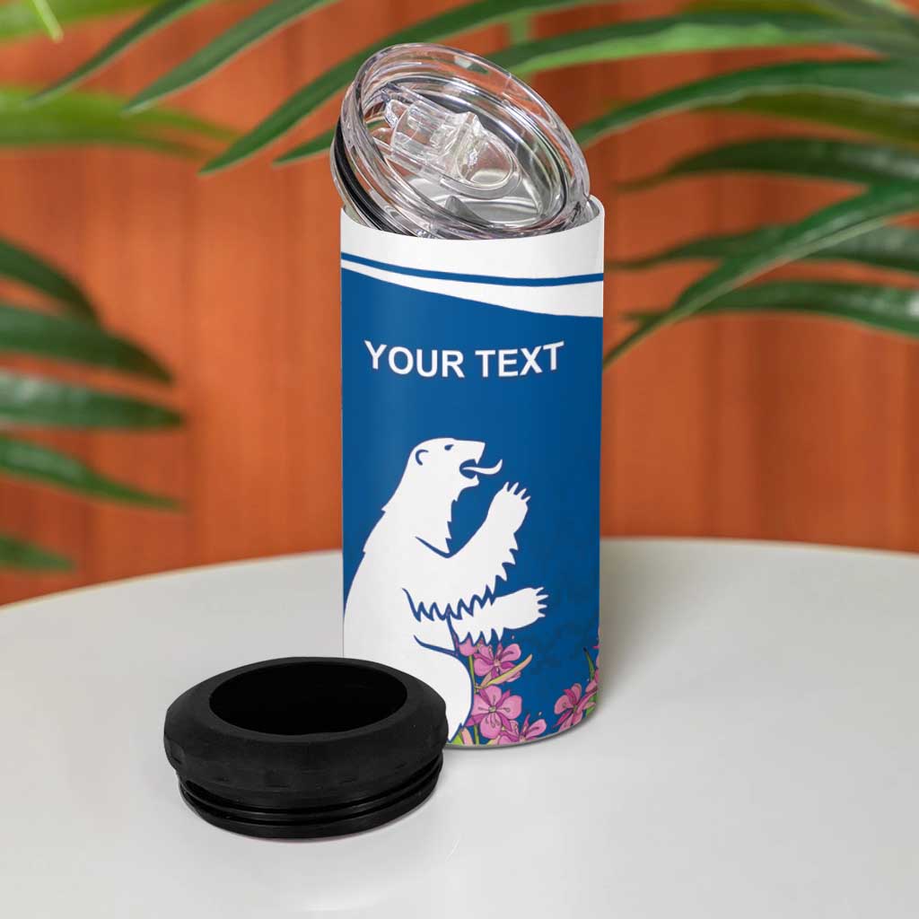 Personalized Greenland National Day 4 in 1 Can Cooler Tumbler Polar Bear With Dwarf Fireweed