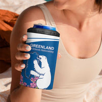 Personalized Greenland National Day 4 in 1 Can Cooler Tumbler Polar Bear With Dwarf Fireweed