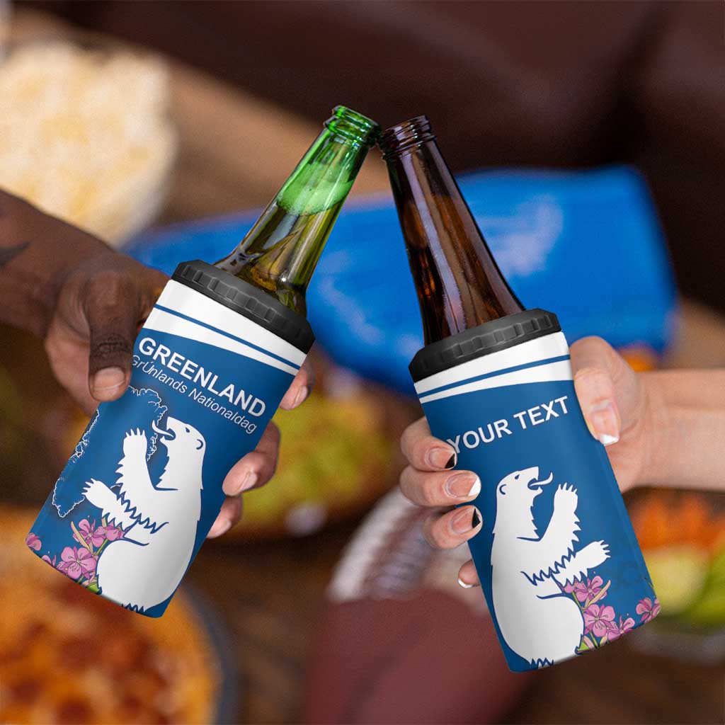 Personalized Greenland National Day 4 in 1 Can Cooler Tumbler Polar Bear With Dwarf Fireweed