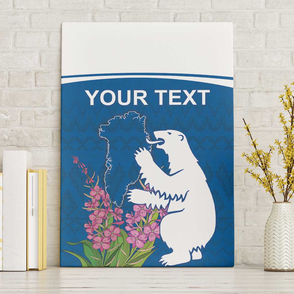 Personalized Greenland National Day Canvas Wall Art Polar Bear With Dwarf Fireweed