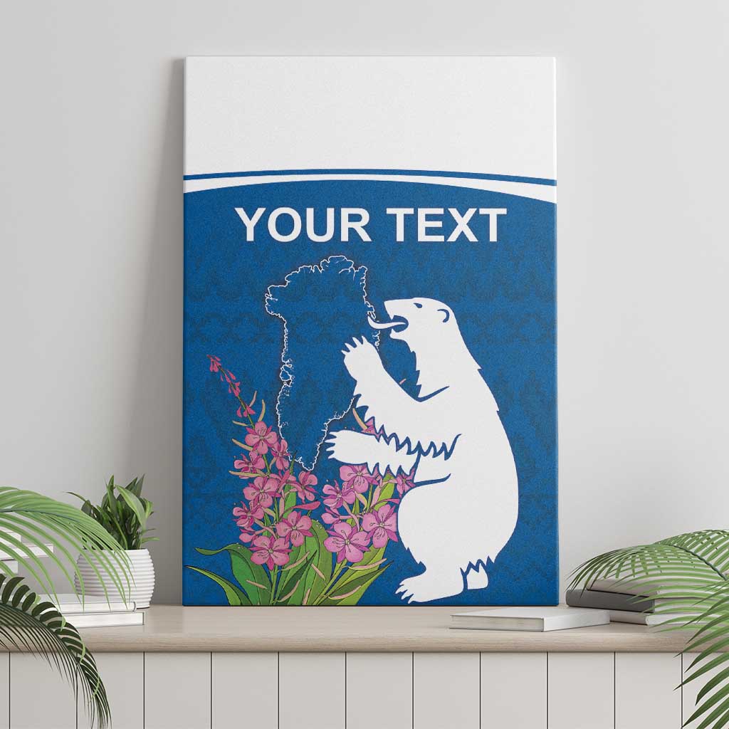 Personalized Greenland National Day Canvas Wall Art Polar Bear With Dwarf Fireweed