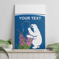 Personalized Greenland National Day Canvas Wall Art Polar Bear With Dwarf Fireweed