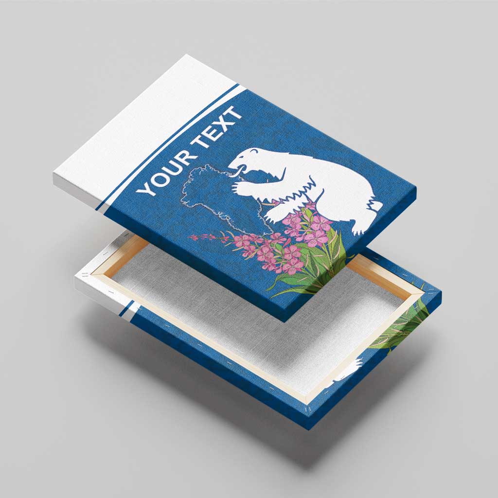 Personalized Greenland National Day Canvas Wall Art Polar Bear With Dwarf Fireweed