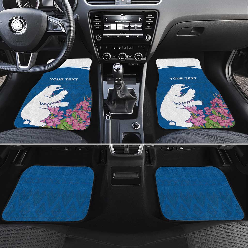 Personalized Greenland National Day Car Mats Polar Bear With Dwarf Fireweed