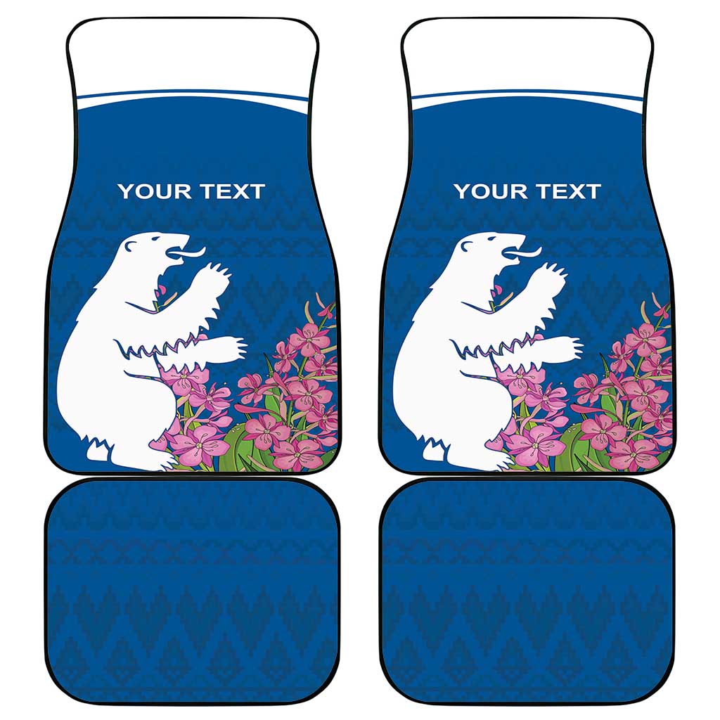Personalized Greenland National Day Car Mats Polar Bear With Dwarf Fireweed