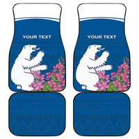 Personalized Greenland National Day Car Mats Polar Bear With Dwarf Fireweed