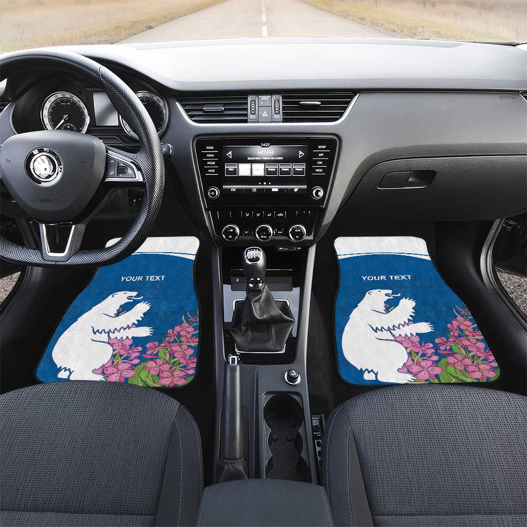 Personalized Greenland National Day Car Mats Polar Bear With Dwarf Fireweed