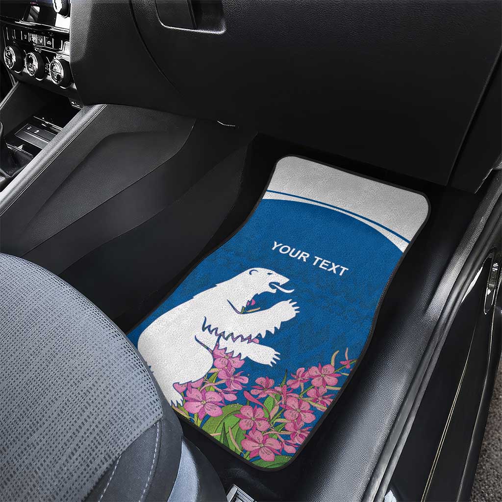 Personalized Greenland National Day Car Mats Polar Bear With Dwarf Fireweed
