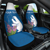 Personalized Greenland National Day Car Seat Cover Polar Bear With Dwarf Fireweed
