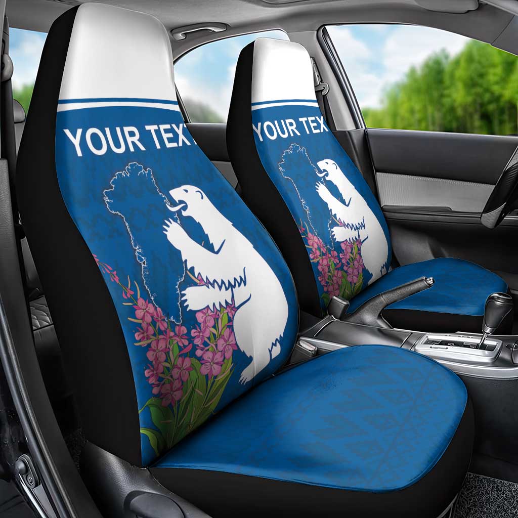Personalized Greenland National Day Car Seat Cover Polar Bear With Dwarf Fireweed