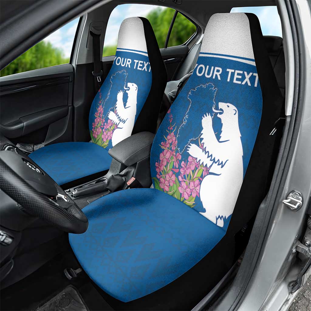 Personalized Greenland National Day Car Seat Cover Polar Bear With Dwarf Fireweed