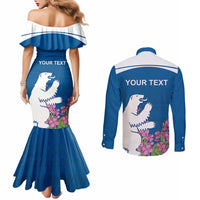 Personalized Greenland National Day Couples Matching Mermaid Dress and Long Sleeve Button Shirt Polar Bear With Dwarf Fireweed